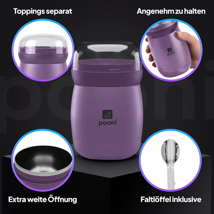 Müslibecher, auslaufsicherer Joghurtbecher to go mit Löffel, für Müsli, Joghurt, Frühstücksbecher au