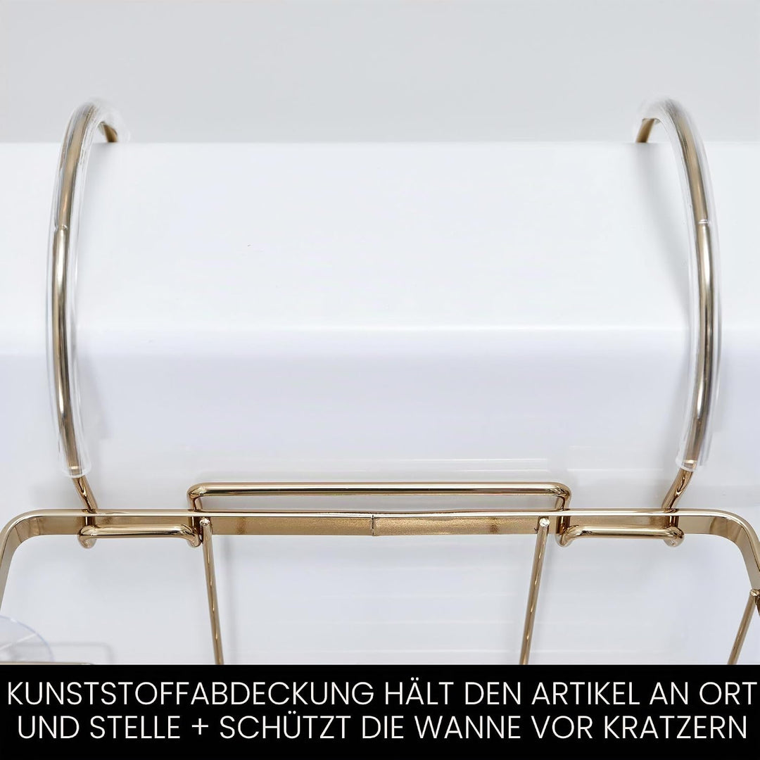 iDesign Badewannenablage, kleine Badablage zum Einhängen über der Wanne aus Metall, Badewannenregal