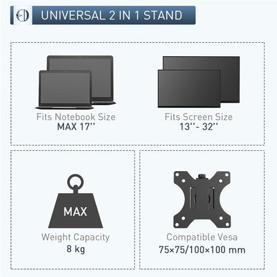 WORLDLIFT Monitor Halterung, Tisch Halterung Ständer für 17-32 Zoll LCD LED Bildschirm oder 13-17” N