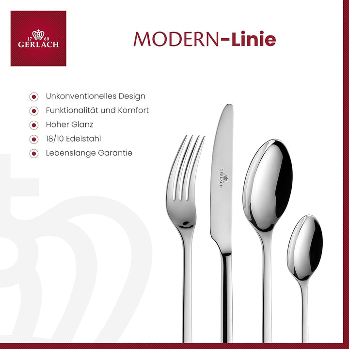 Gerlach Modern Besteck-Set Für 6 Personen Spülmaschinenfest Essbesteck Aus Edelstahl Elegantes Beste