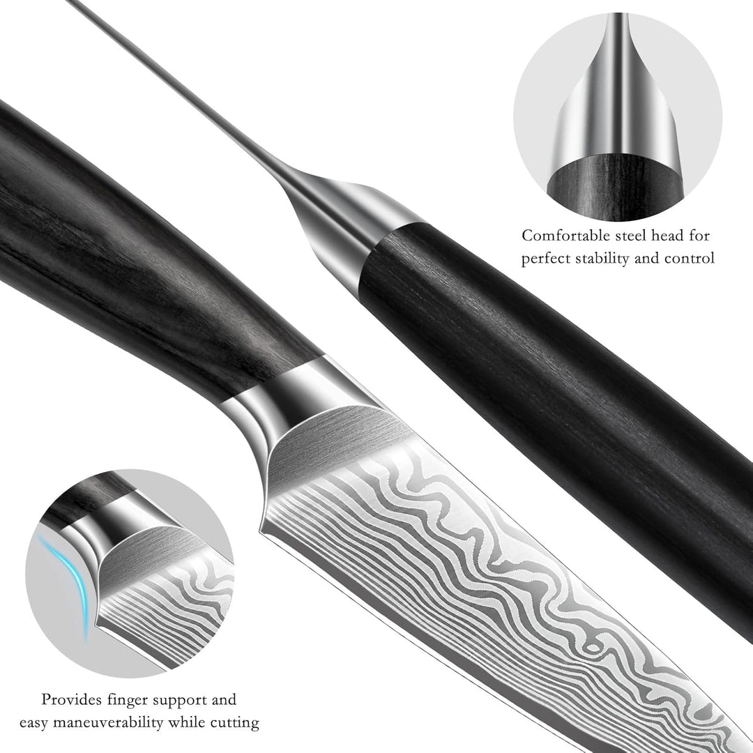 HOSHANHO Schälmesser 9,5 cm, Kleine Küchenmesser aus Geschmiedetem Kohlenstoffstahl, Rasiermessersch