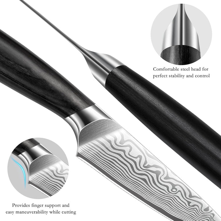 HOSHANHO Schälmesser 9,5 cm, Kleine Küchenmesser aus Geschmiedetem Kohlenstoffstahl, Rasiermessersch