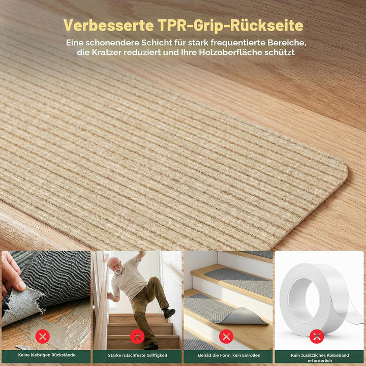 MBIGM 15er Set Stufenmatten 20 cm X 65 cm Treppenteppich Selbstklebend Sicherheit Stufenteppich für