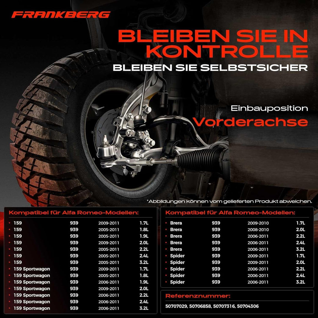 Frankberg Querlenker Radaufhängung Vorne Links Unten Kompatibel mit 159 Brera Spider 939 1.8L-3.2L 2