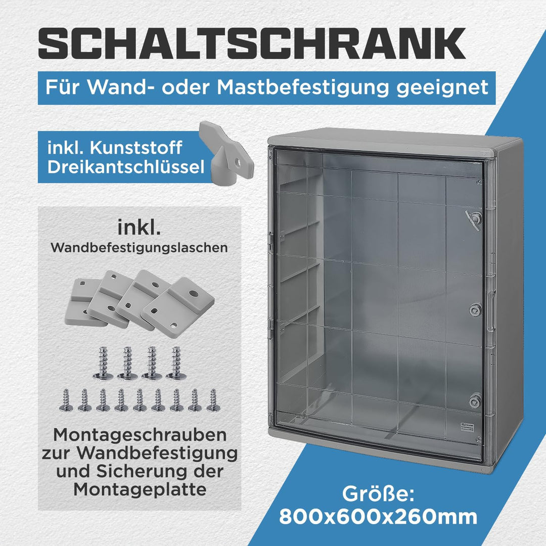 BOXEXPERT® Verteilerkasten aussen wasserdicht [ABS Kunststoff IP65 Gehäuse inkl. Sichttür] grau (Ser