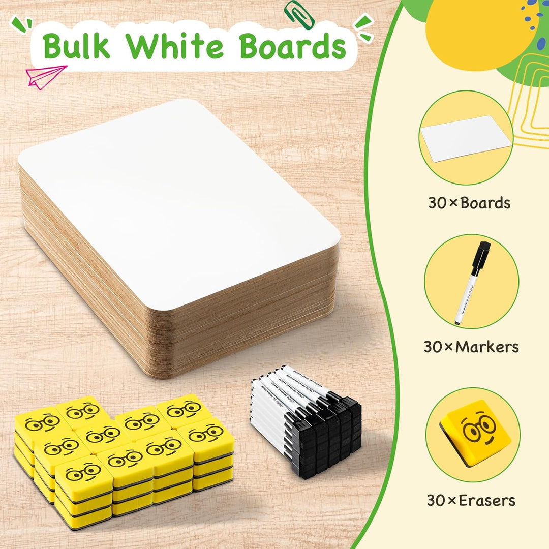 30 Stück Whiteboard Klein A4, Ohuhu 22 x 30 cm Mini Whiteboard Doppelseitiges Blanko mit 30 Stifte u
