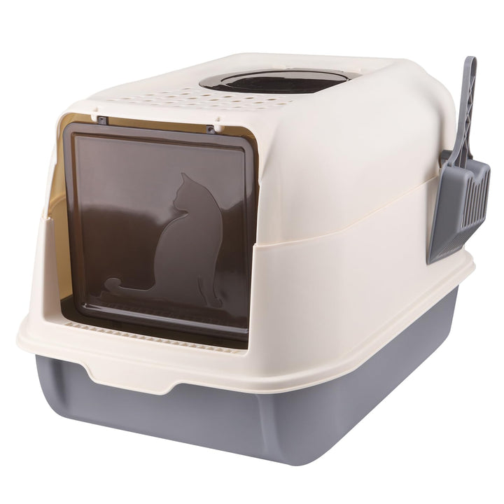 Katzenklo mit Deckel Schaufel Aktivkohlefilter, Katzenklo, Katzentoilette,ausziehbares Tablett, Scha