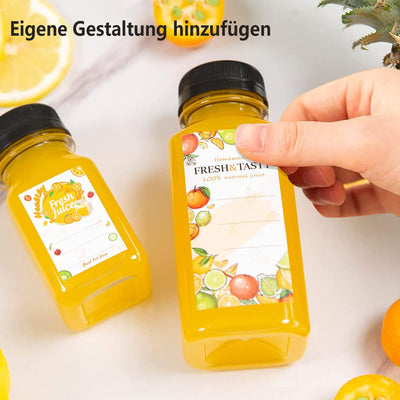 YBCPACK 16 Stück 250ml Kunststoff Saftflaschen zum Befüllen， Wiederverwendbare Leere Smoothie Flasch