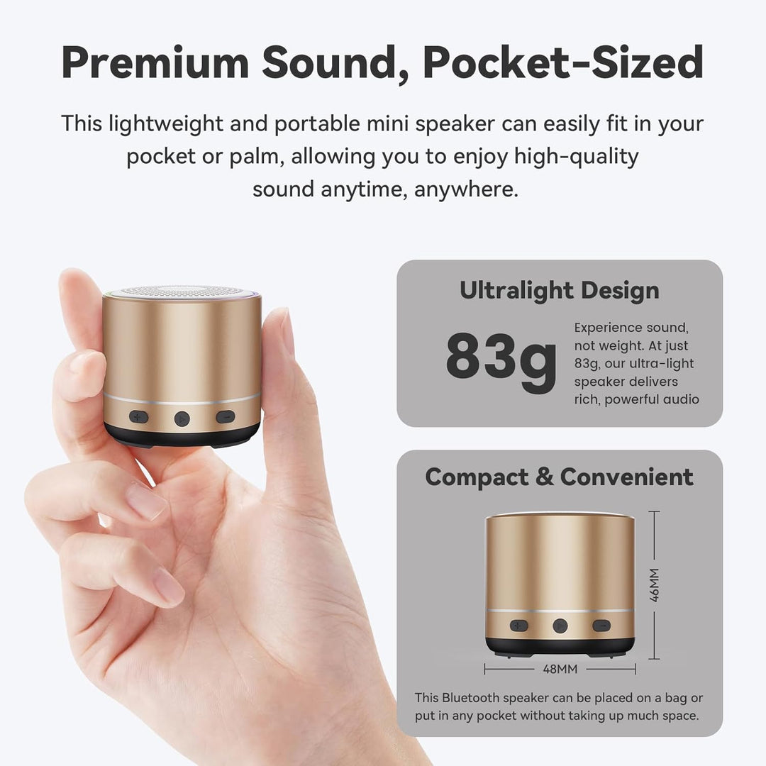 Mini Bluetooth Lautsprecher (83g), Musikbox Bluetooth 5.4 mit RGB Lichter, HD-Sound & Starke Bass, T