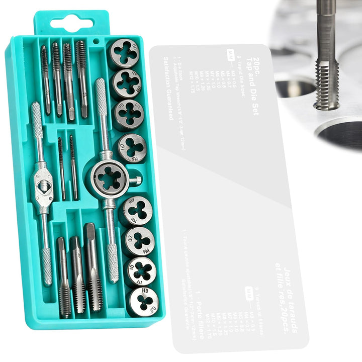 20 Tlg Gewindeschneider Set, M3-M12 Metrisch Gewindeschneidsatz, DIY Schneideisen, Gewindeschneider,
