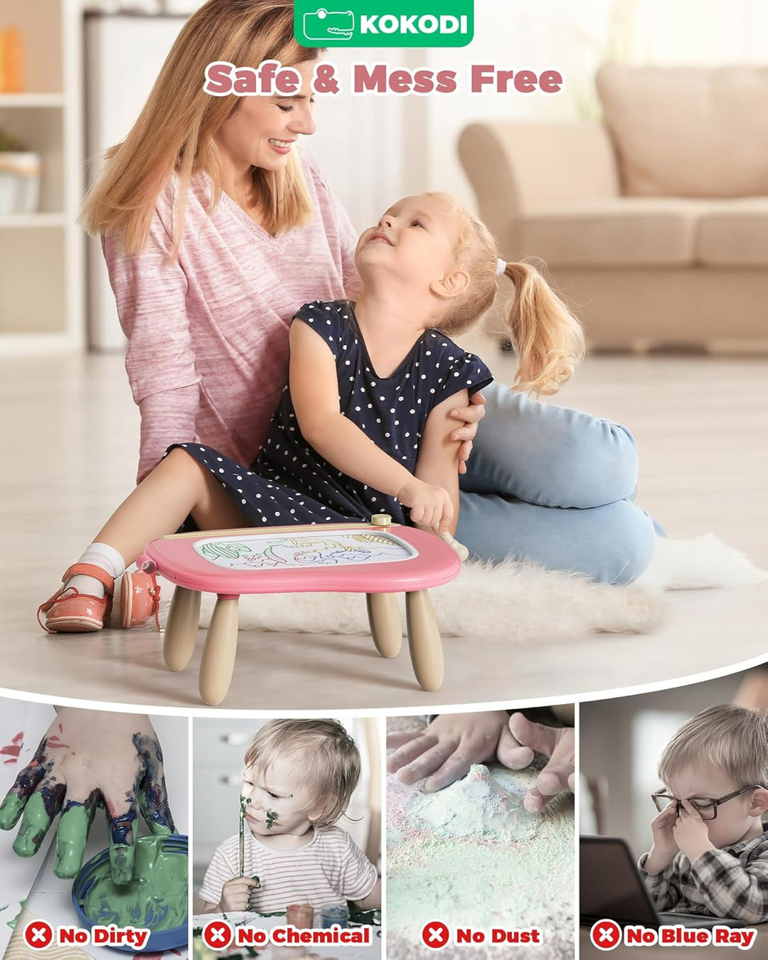KOKODI Spielzeug ab 1 2 Jahr, Magnetische Zeichentafel Schreibtafel für Kinder, Montessori ab 1 2 3