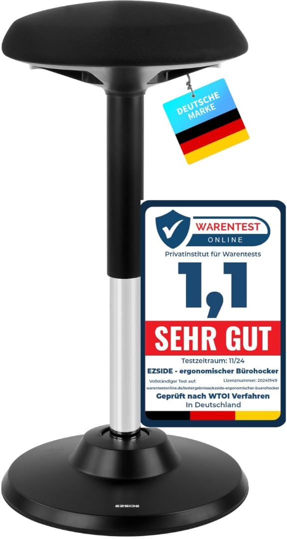 EZSIDE: Höhenverstellbarer Bürohocker, Ergonomischer Arbeitshocker gegen Rückenschmerzen & Verspannu