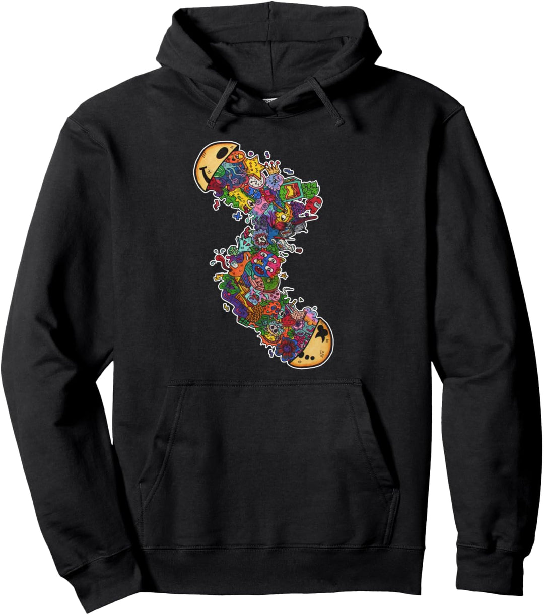 Doodle art, Comic Zeichnung, zerbrochener Smiley, Monster Pullover Hoodie