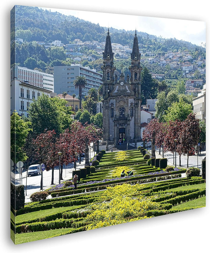 deyoli Elegante Parkanlage Einer Kathedrale Format: 60x60 als Leinwandbild, Motiv fertig gerahmt auf