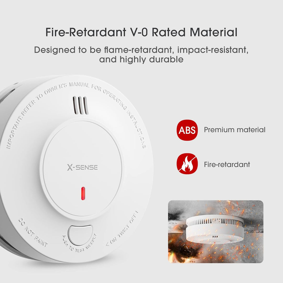 X-Sense Vernetzter Rauchmelder mit 10 Jahre Batterie, Feuermelder mit Stummschaltung, entspricht EN