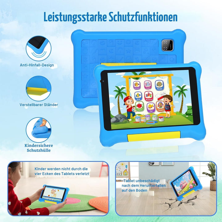Laptok Kinder Tablet 7 Zoll, Android Tablet für Kinder, 5GB RAM+32GB ROM+128GB Erweiterbar, Wi-Fi, B