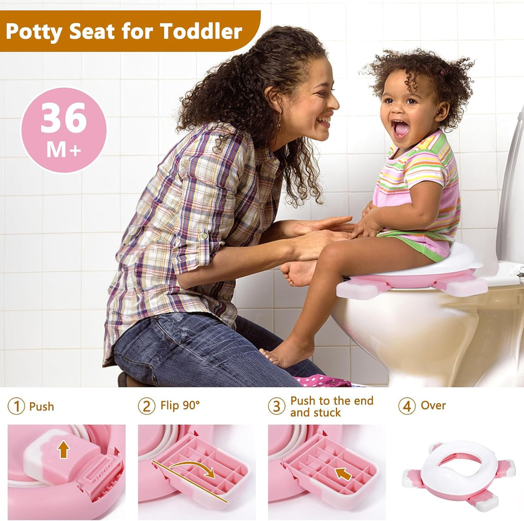 Toilettensitz Kinder, Töpfchen für Unterwegs, Reisetoilette Kinder, Faltbares Töpfchen, Anti-Rutsch-