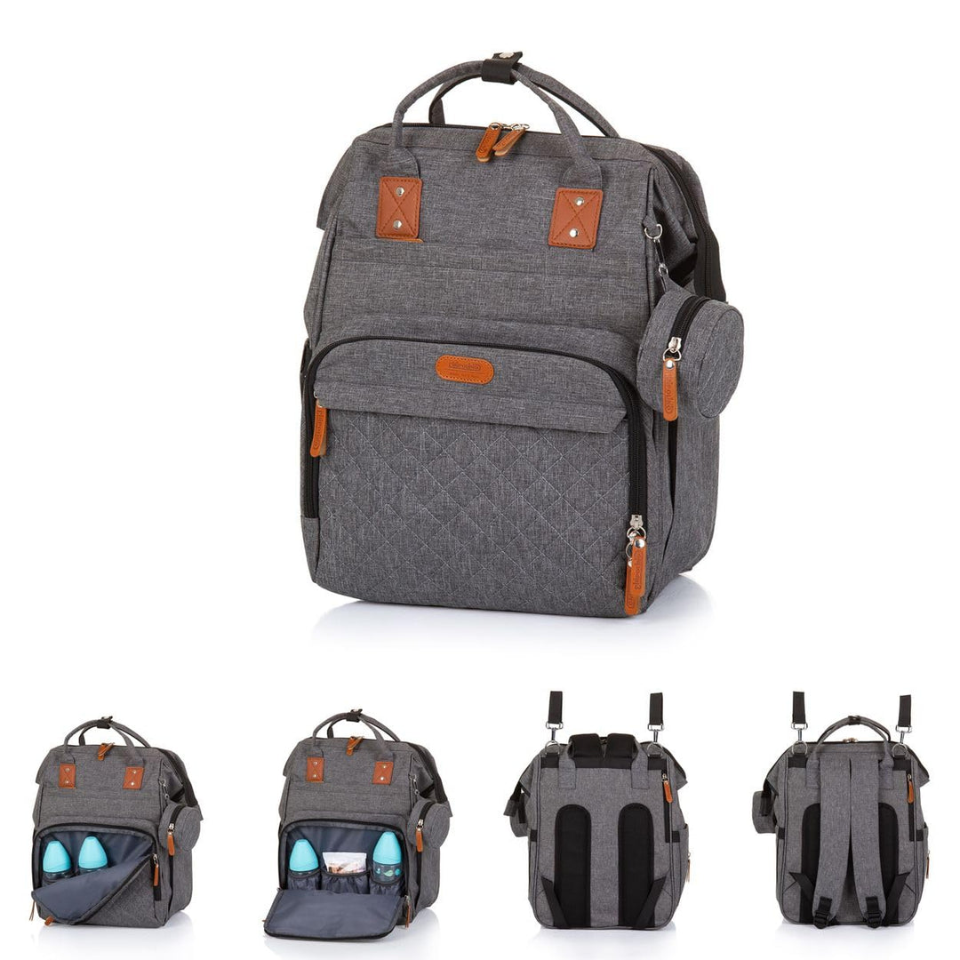 Chipolino Wickeltasche, Kinderwagen Rucksack Reissverschluss Schnullertasche, Farbe:grau, Grau