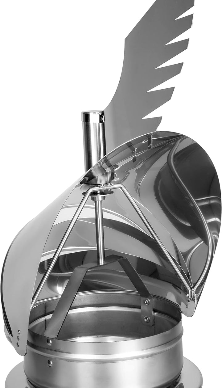 Rotowent Dragon 150/200/250 Kamin Schornstein Regenhaube Luftstrom Edelstahl 150 mm (6