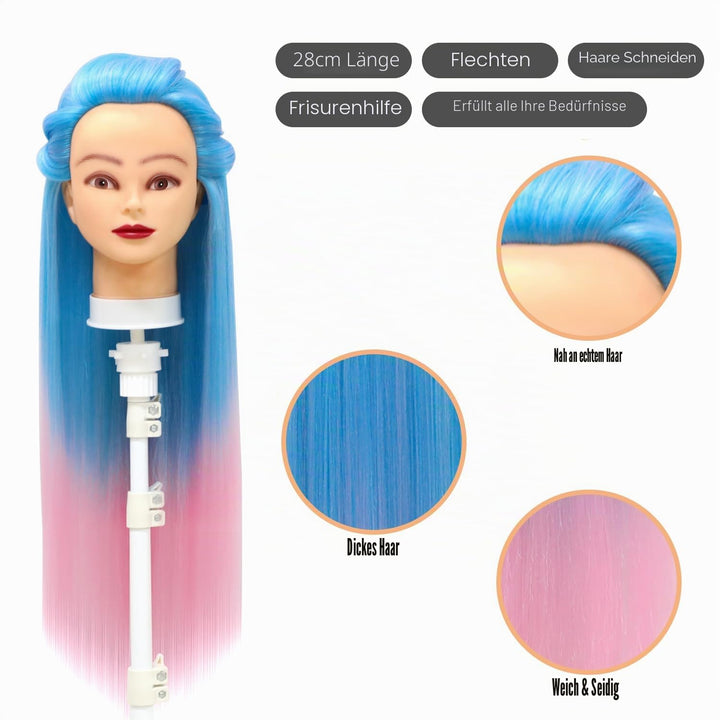 Trainingsköpfe, 28 inch Übungskopf Frisierkopf Friseur 100% Synthetikfaser-Haar Styling Kopf Frisier