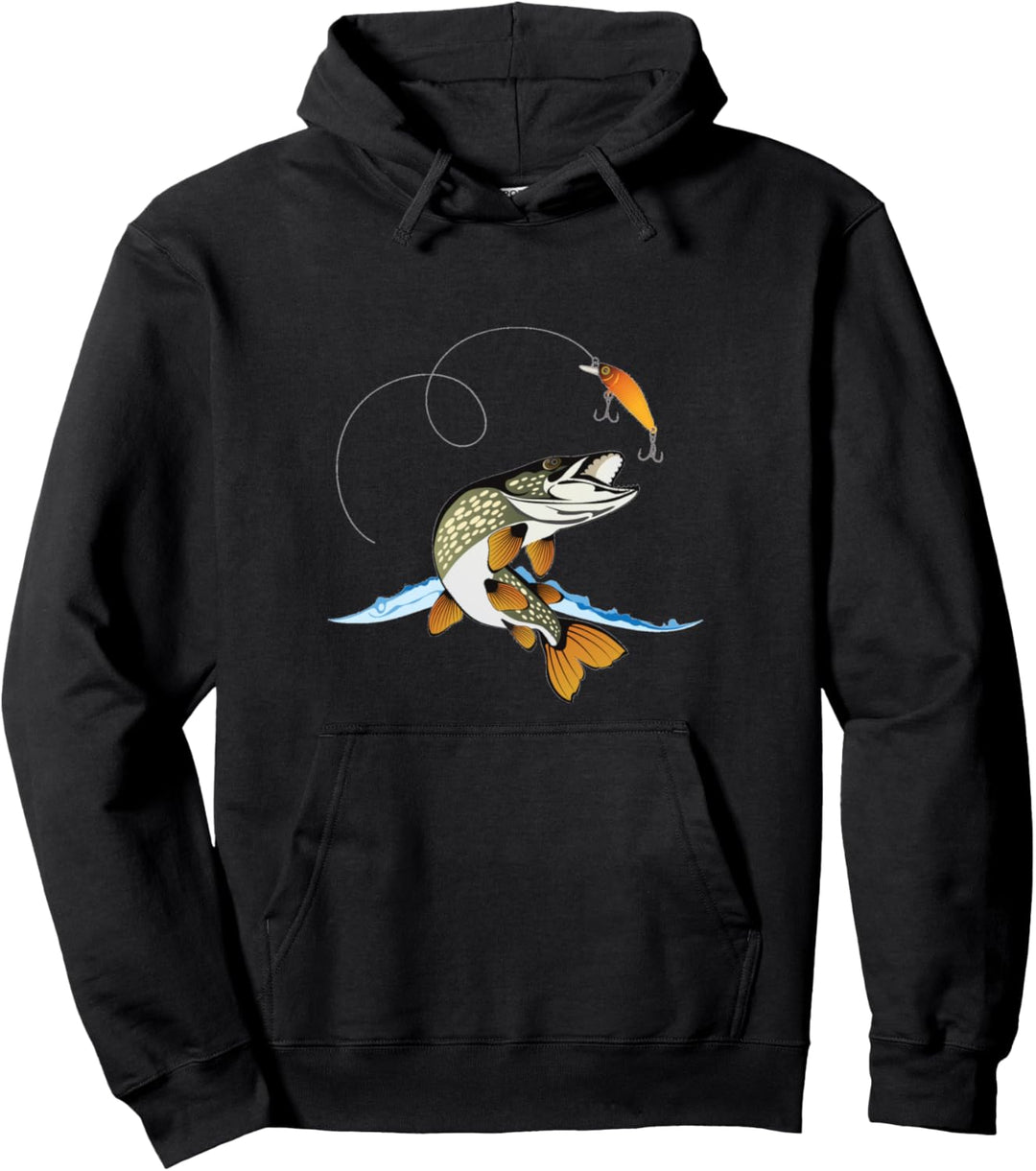 Hecht Raubfisch T-shirt Angel Angler Hoodie Kinder Mann Frau Pullover Hoodie