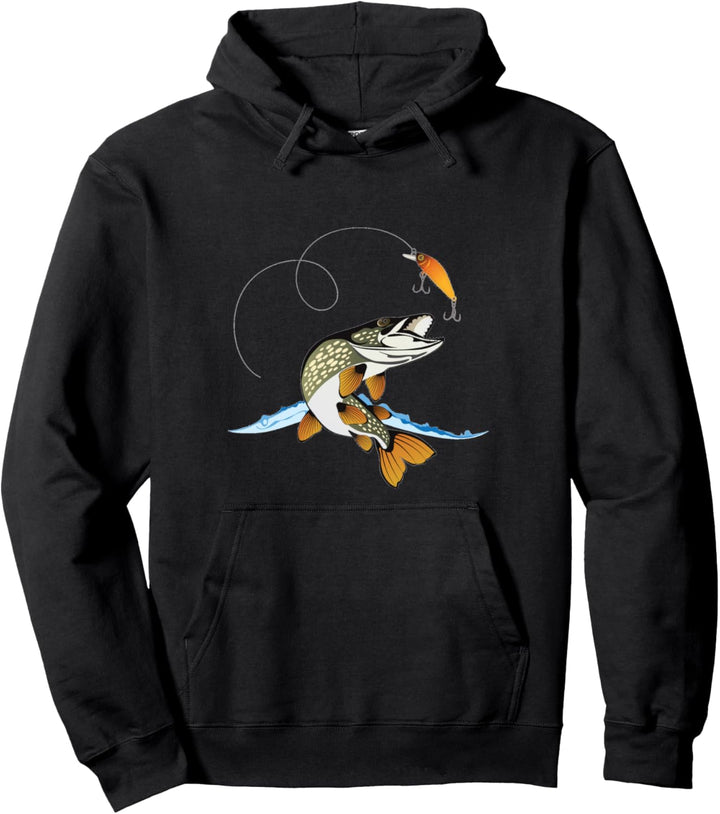 Hecht Raubfisch T-shirt Angel Angler Hoodie Kinder Mann Frau Pullover Hoodie