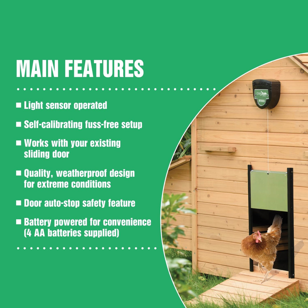 Brinsea Produkte ChickSafe Eco Automatischer Hühnerstall Türöffner, Grün
