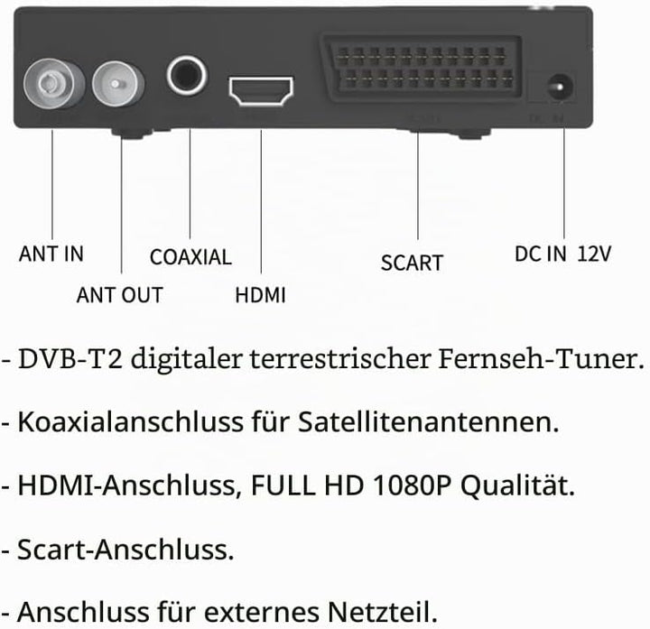 Ostark Euro T2 Terrestrischer Receiver TDT TDT2 FTA DVB-T2 DVB-C, H265 HEVC Full HD PVR, Dual USB, D