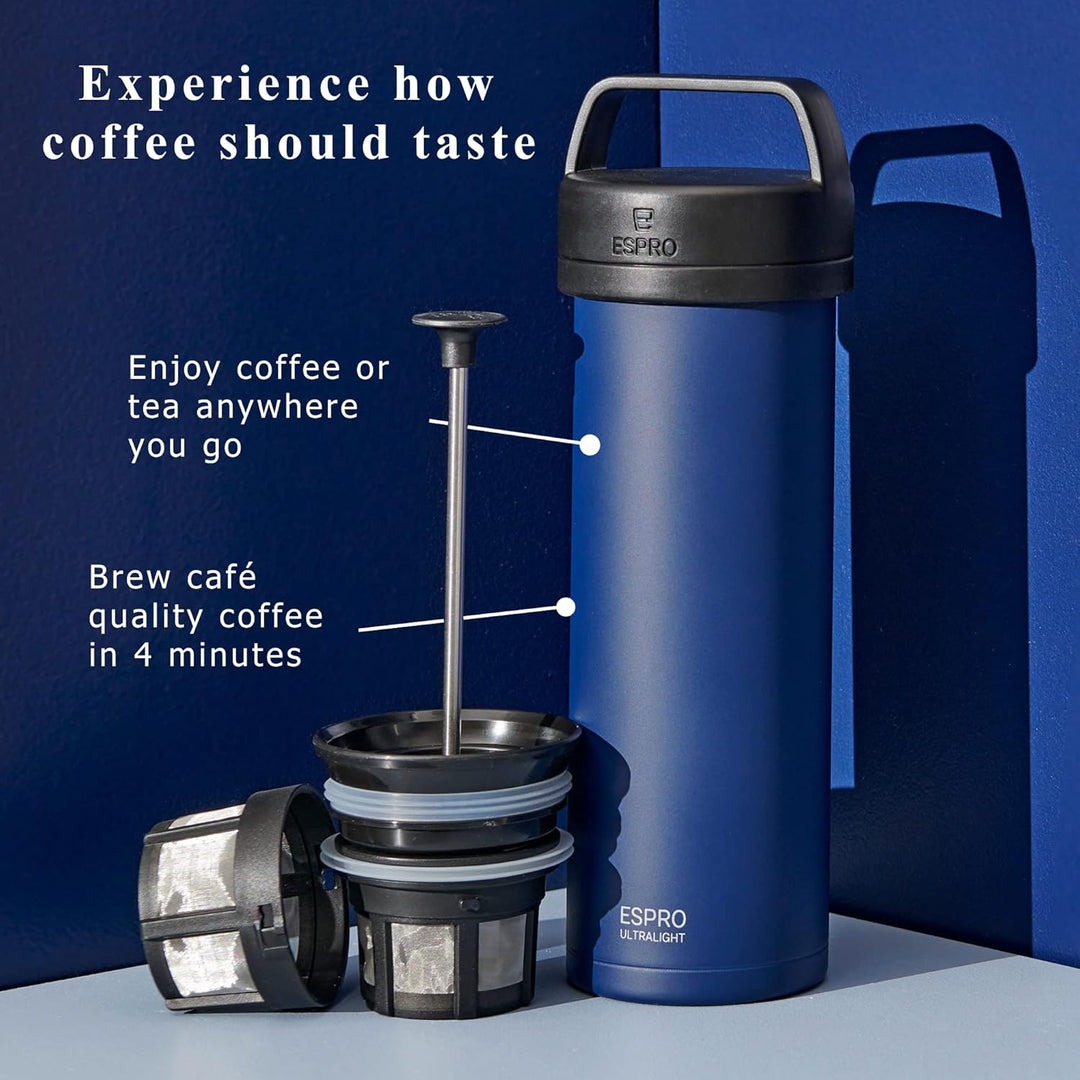ESPRO – P0 Ultraleichte – Französische Kaffeepresse für Einzelportionen und leichte Trinkflasche für