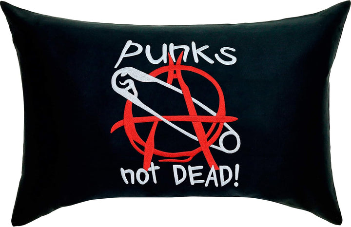 Punks not Dead Dekokissen mit Stickerei | lustige Wohnzimmer Dekoration Kissen mit Füllung Rocker Au