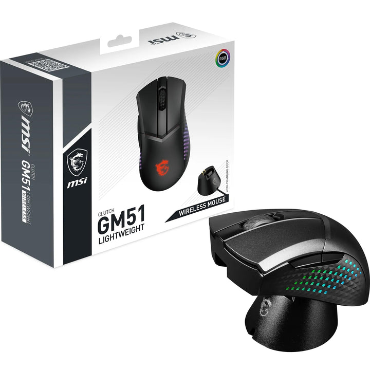 MSI Clutch GM51 Lightweight Wireless Gaming Maus - 26.000 DPI Optischer Sensor, 650 IPS, symmetrisch