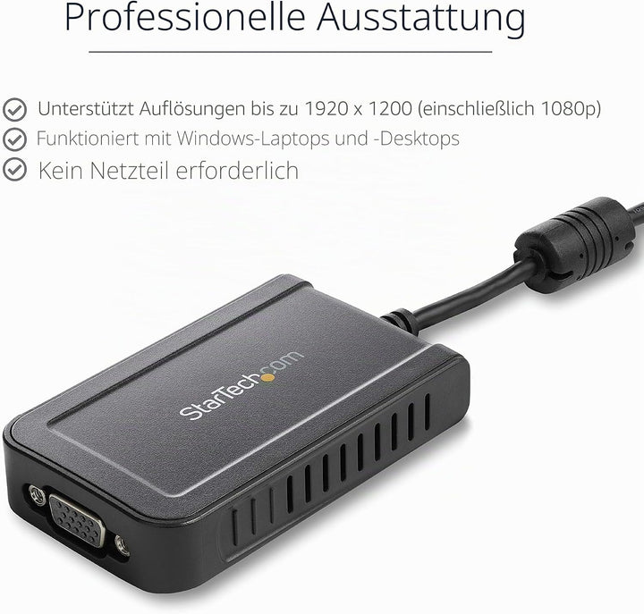 StarTech.com USB auf VGA Adapter - 1920x1200 - Externe Video & Grafikkarte - Monitor Display Adapter
