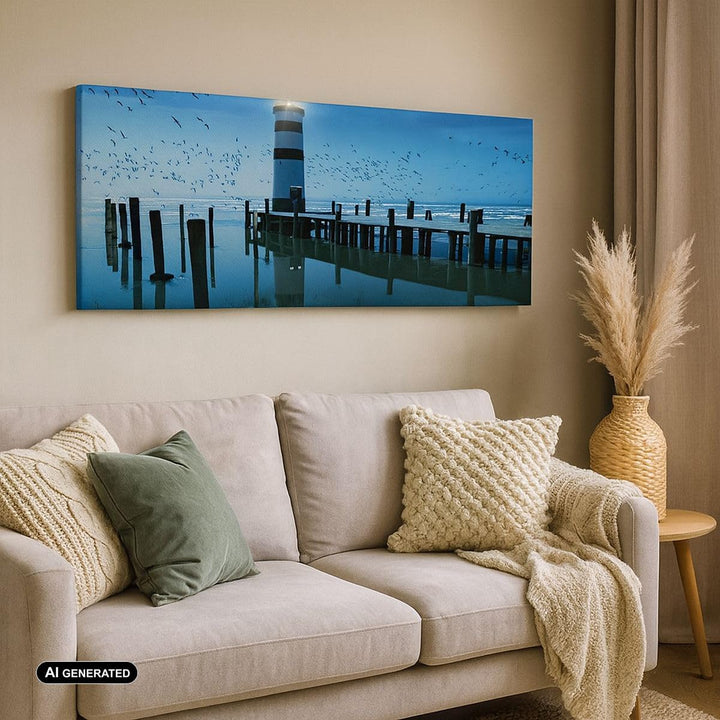 Wandbilder Dekoration Wohnzimmer Vögel see laterne wolke Panorama Bilder auf Leinwand 120x50cm Leinw