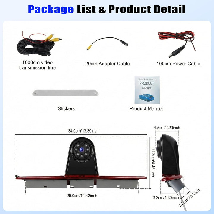OiLiehu Rückfahrkamera für Mercedes Sprinter 2006-2019, für VW Crafter 2007-2019, 720P HD, 140° Weit