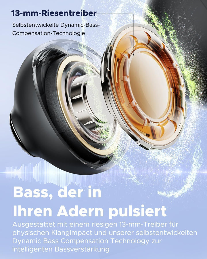 Y1 Lite Open-Ear Kopfhörer, Bluetooth 6.0 Leichtgewichte, 30H Spielzeit, 13mm Bass-Treiber, Digitala