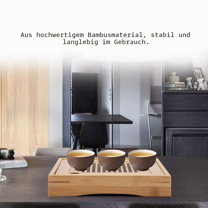 TOPINCN Bambusentwässerung Art Tee Tabellen Serviertablett Japanische/Chinesische Art Mini Square Ko