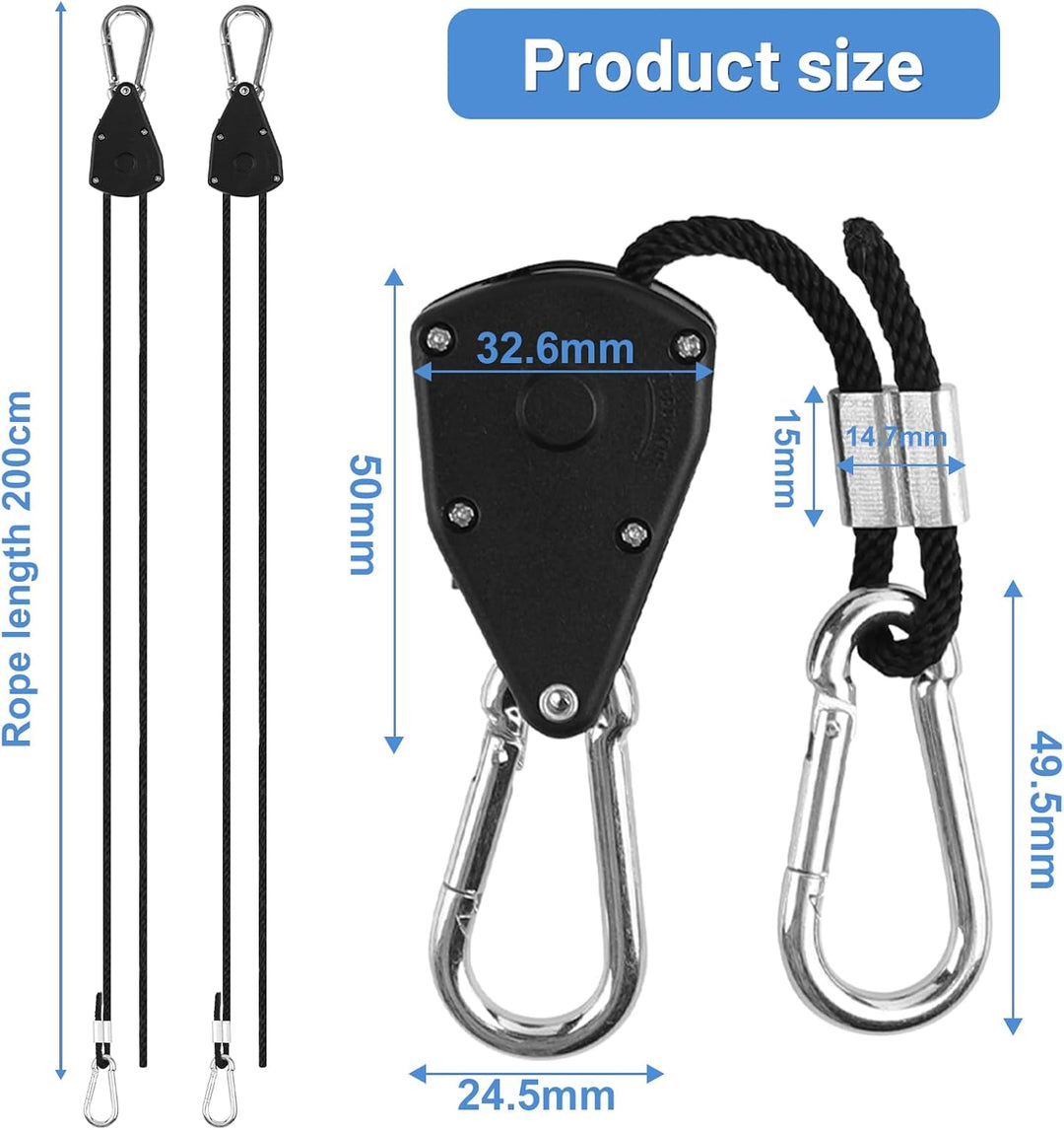 LALAGO 8 Stück Ratchet Hanger,Einstellbare Seil Seilhaken Ratsche Seilratsche 2M,1/8 Zoll Seilaufhän