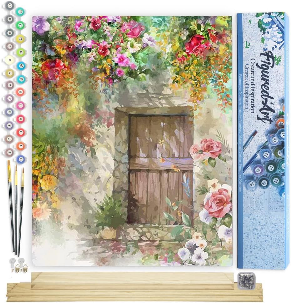 Figured'Art Malen Nach Zahlen Erwachsene Mit Rahmen Tor der Höhle - Paint by Numbers Basteln DIY Bas