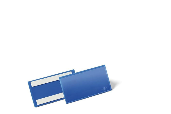 Durable Selbstklebende Etikettentasche, für Etiketten 100 x 38 mm, Packung à 50 Stück, dunkelblau, 1