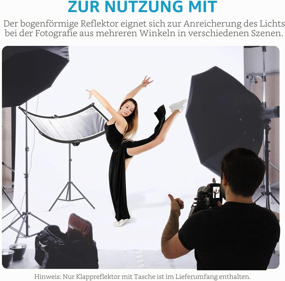 Neewer Diffusor, Reflektor mit Klappe, mit Tragetasche, 100 x 45 cm, für Fotografie, gebogen, für Fo