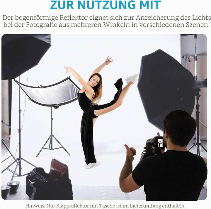 Neewer Diffusor, Reflektor mit Klappe, mit Tragetasche, 100 x 45 cm, für Fotografie, gebogen, für Fo