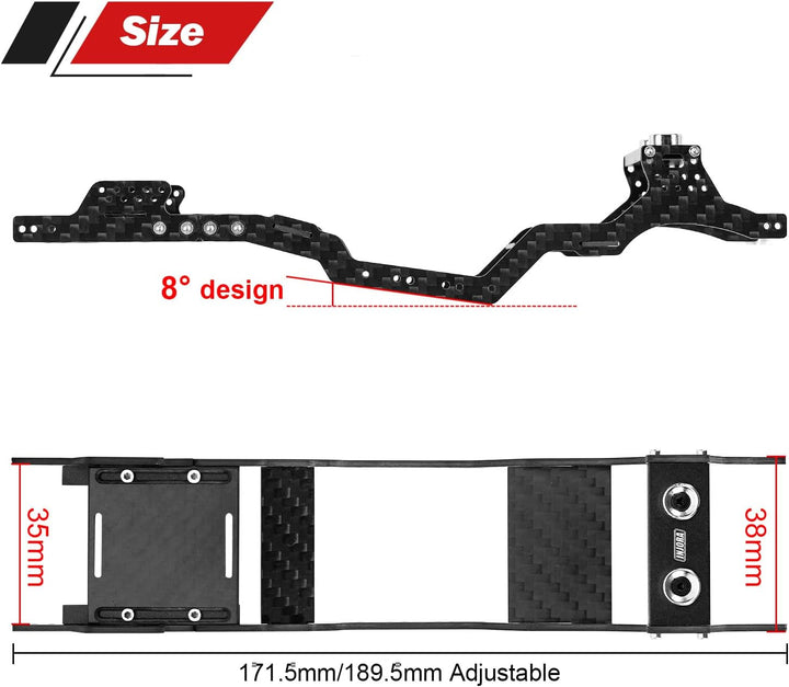 INJORA 35g Universal LCG Carbon Fiber Chassis Rahmen Kit für 1/24 Axial SCX24 C10 Wrangler Bronco De