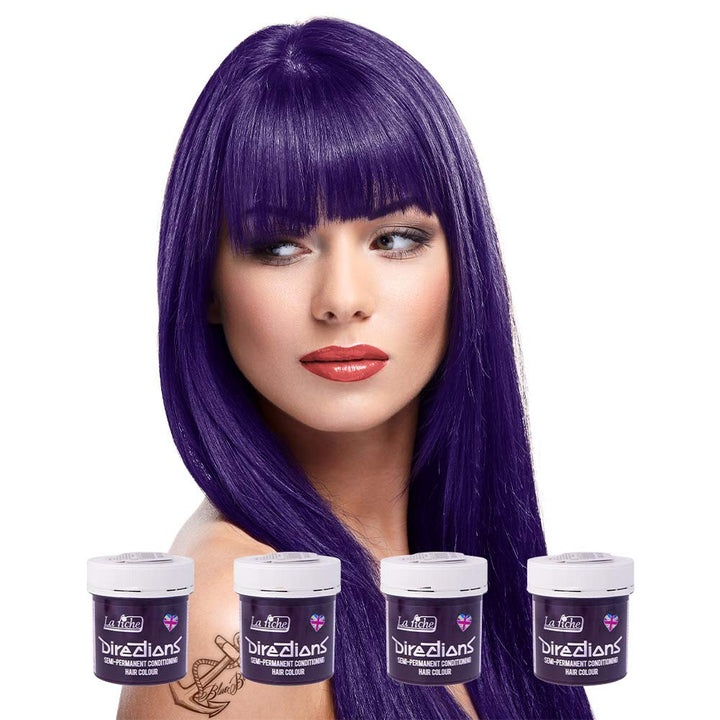 4 X New La Riche Directions Semi-Permanent Hair Color 88ml - Deep Purple Deep Purple 88 ml (4er Pack