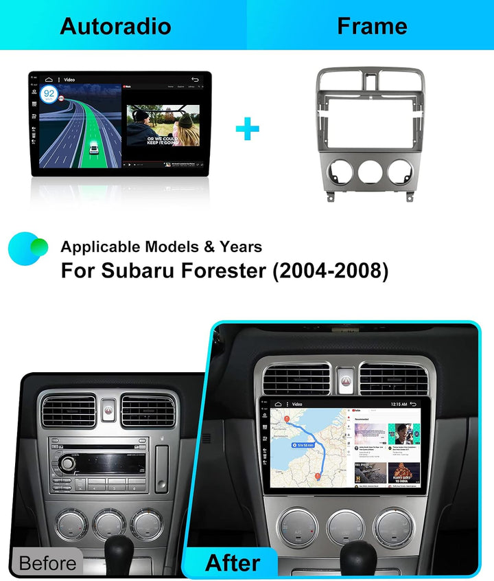 JOYX Android 15 IPS Autoradio Passt für Subaru Forester (2004-2008) - Eingebautes CarPlay Android Au