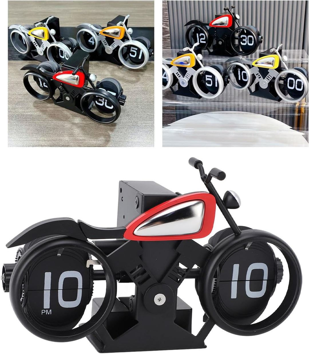 Klappuhr, Mechanische Schreibtischuhr Motorrad Modell Tischuhr Drehuhr Kreative Tischplatte Pendeluh
