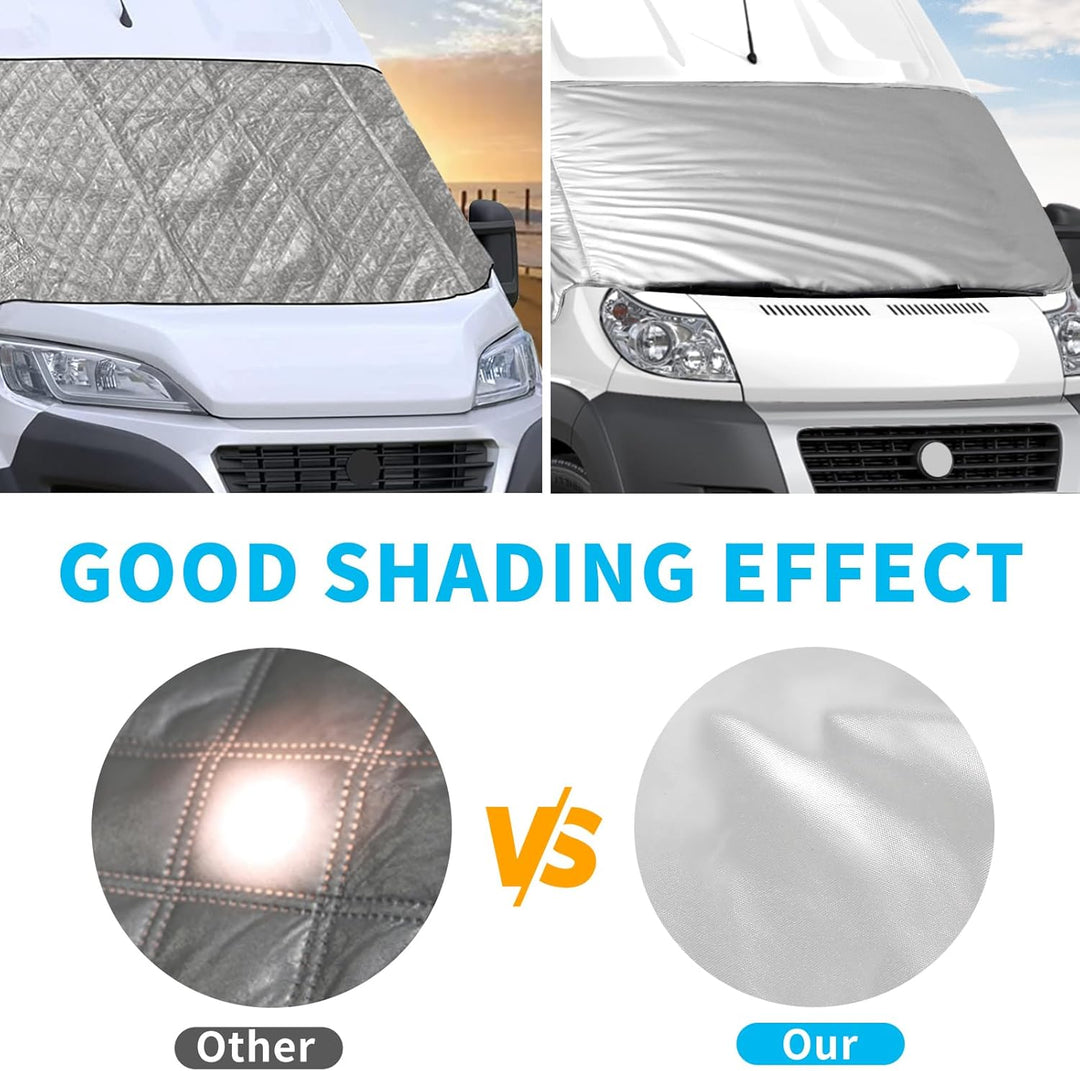 Externe Thermo Scheibenabdeckung passend für FIAT Ducato 2006-2024, Luxus Silber Wrap Windschutzsche