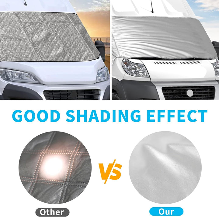 Externe Thermo Scheibenabdeckung passend für FIAT Ducato 2006-2024, Luxus Silber Wrap Windschutzsche