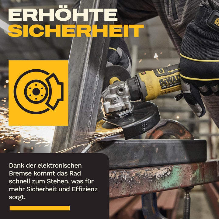 DEWALT 18V XR bürstenloser kompakter 125mm Winkelschleifer, Sologerät, DCG404N-XJ