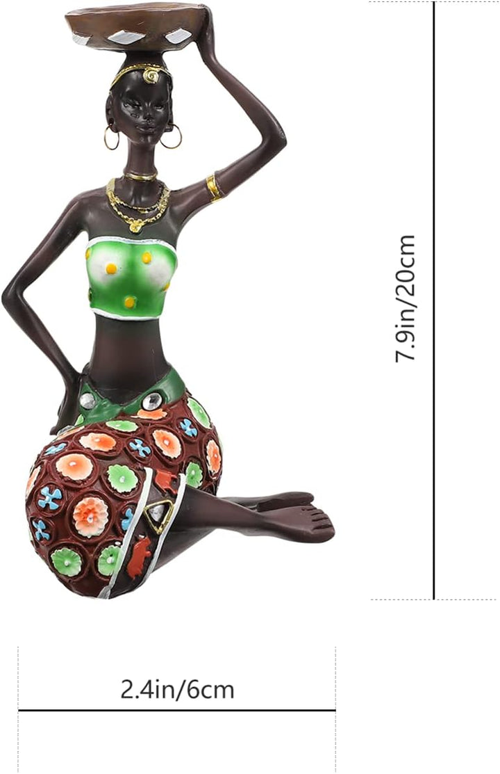 BESPORTBLE 2St dekorative Ornamente Afrikanische Kunstfiguren Kerzen Tablettdekor Schwarze Figuren H