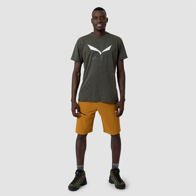 SALEWA Herren SOLIDLOGO DRY T-Shirt XS Dark Olive Melange, XS Dark Olive Melange